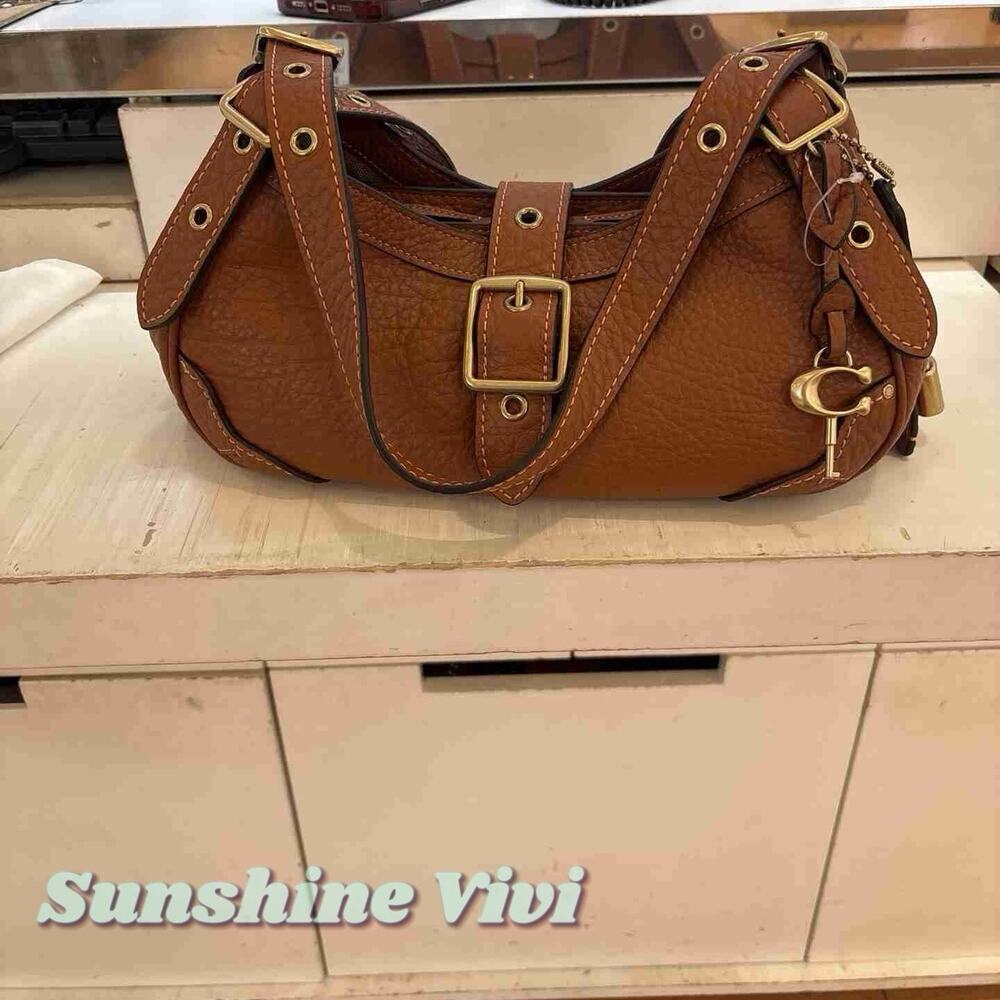 NWT Coach Drifter Shoulder Bag 31 CFM45 Textured pebble leather Amber brown